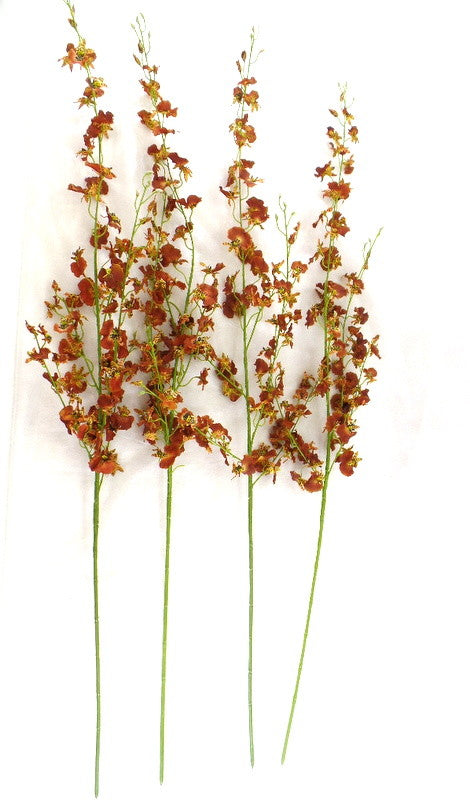 Künstliche Seidenblumen Orchideen Braun Rost 4 Zweige 100 cm Dekoration Top