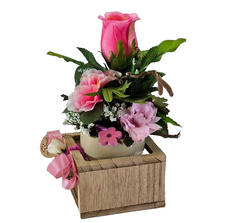 Casa-Poador Künstliches Gesteck Kunstblume in Holzkästchen Blume Geschenk Deko