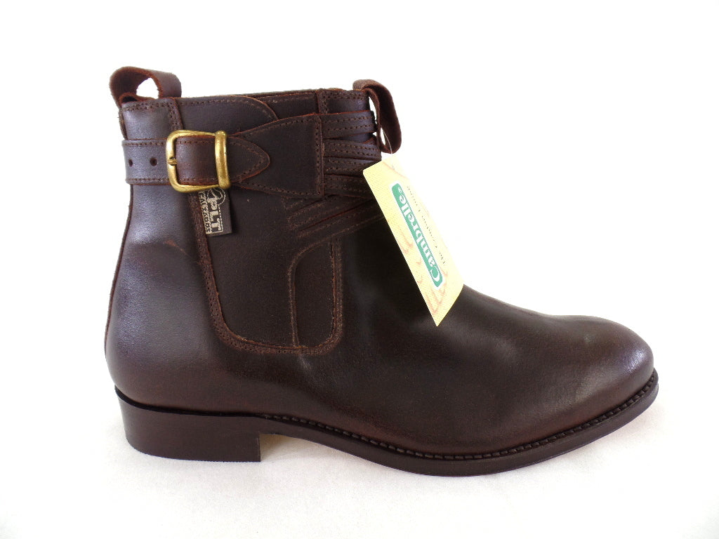 Reitstiefelette 45 Braun Rund Echtleder Cambrelle Schnalle Labor USA 11,5 UK 11