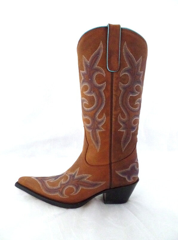 Westernstiefel 38 Hellbraun Lane Cowboystiefel Echt Leder spitz Applikationen