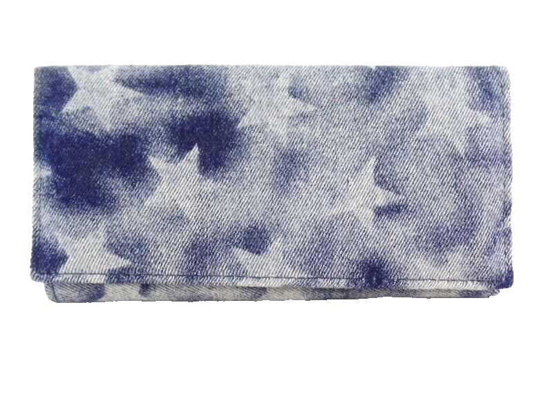 Geldbörse Sternmuster New Design Etui Jeansstoff Querformat Wallet Portmonaie