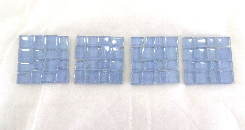 BORDÜRE Glasmosaik hellblau Klarglas Borde 4 Quadrate 50 x 50 mm x 5 mm flach