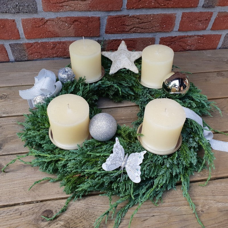 Kranz Wacholder Rohling halbrund Juniperus Adventskranz Frisch 35 cm Dekoration