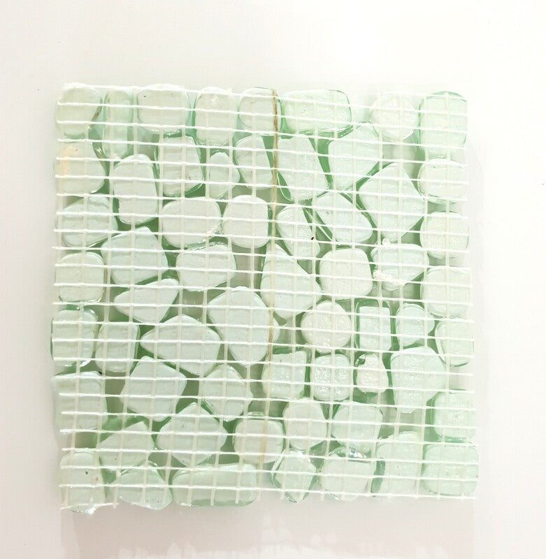 BORDÜRE Glasmosaik Polygonal Soft Glas transparent grün 1 Quadrat glatt glänzend