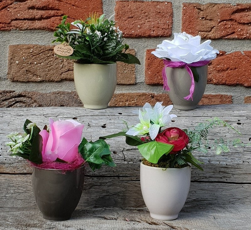 Künstliche Gestecke Set 4 Stück Kunstblume Pflanzen Blume Deko 15 cm H Geschenk
