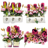 CASA - POADOR GESTECK Kunstblumen Tulpen Lagurus Glas Geschenk Wohnambiente