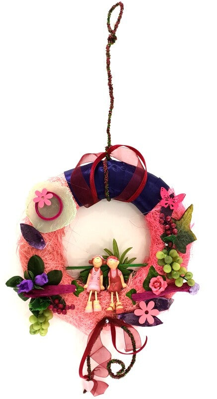 Kranz Tür/ Wand Kranz künstlich trocken Rosa Bourdaux Lila Natur Natur 25 cm