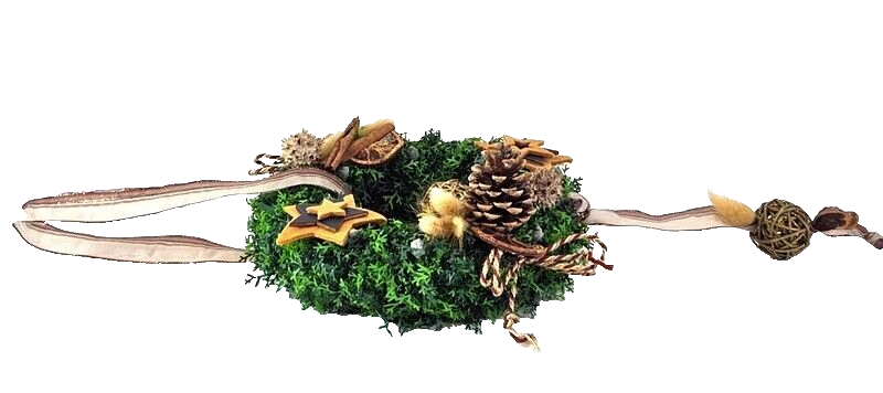 Türkranz Wandkranz künstlich Braun Natur Thuja 21 cm Sterne Zapfen Zimt Lagurus