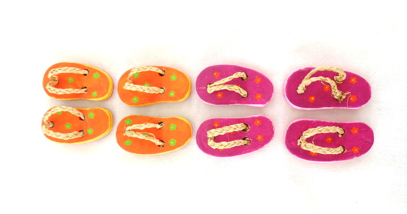Badeschuhe  4 Paar 8 Stück Pink Orange 6 cm Keramik Ton Dekoration Basteln