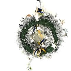 Türkranz Wandkranz Silber Glitzerband künstlich 25 cm Silvester Neujahr Glück