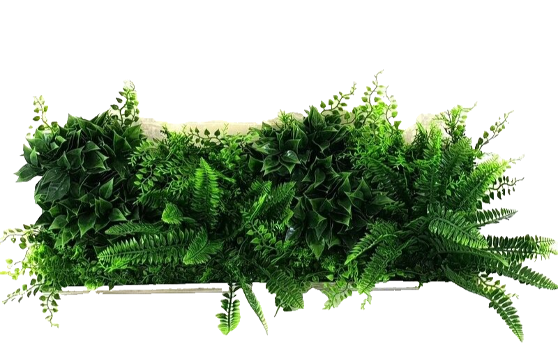 Wandbild Wand Deko Rahmen mit künstlichen Blumen Farn Dekoration