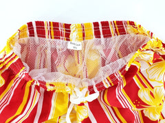 Badehose Shorts M / L Lotus Shorts geblümt gestreift Gelb Rot Weiß Freizeit