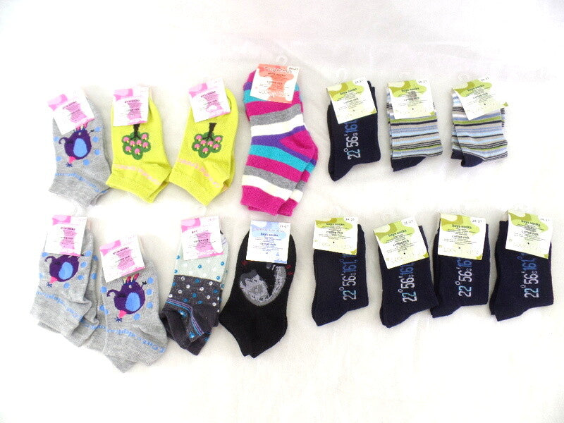 Kinder Sneaker 15 Paar Socken 26 - 27 Füßlinge kurz Mädchen / Jungen bunt
