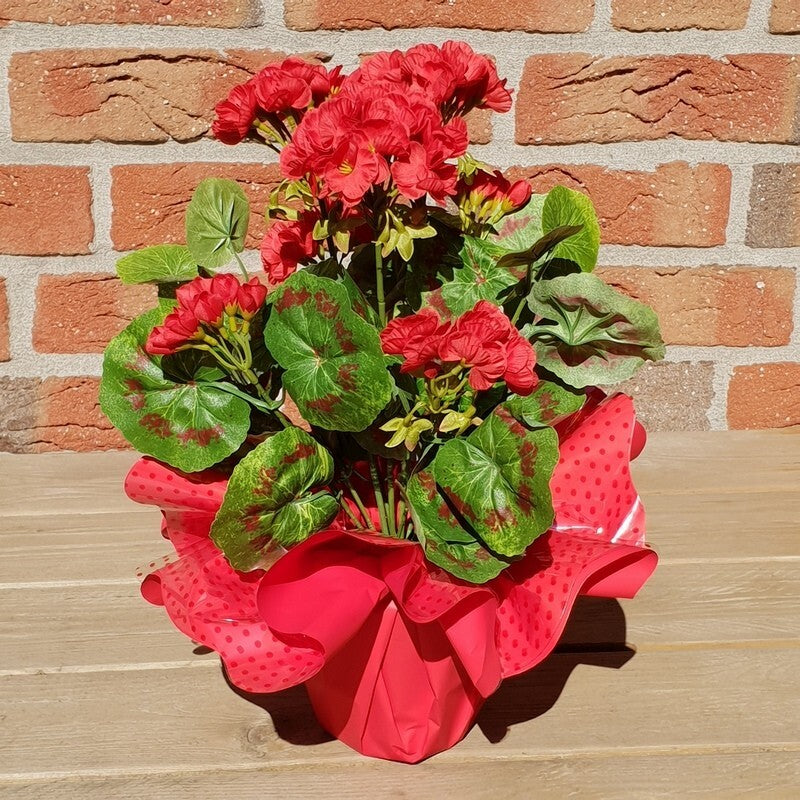Künstliche Geranie rot Pelagonium im Topf Top Kunstblumen Blume Geschenk