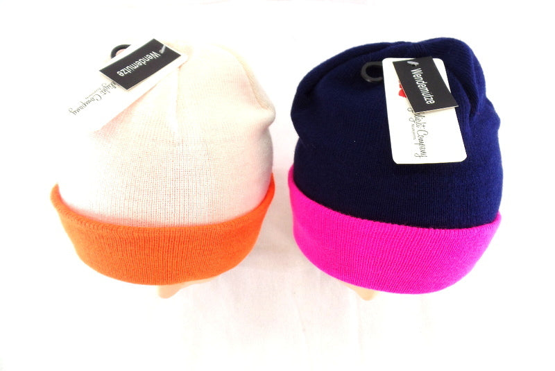 Mütze Wendemütze Weiß / Orange dunkelblau / Pink Acrylic als Varianten wählbar