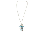 HALSKETTE Schmuck - Art Perlen Blau / Türkis mit Herz / Blume Anhänger Schmuck