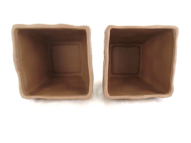 Töpfe 2 Übertöpfe 13 cm Hoch hellbraun quadratisch Pflanzen Dekoration