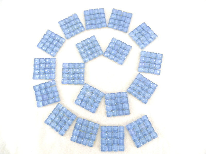 BORDÜRE Glasmosaik Himmelblau Klarglas Borde 18 Stück 50 x 50 mm 288 Steine 5 mm