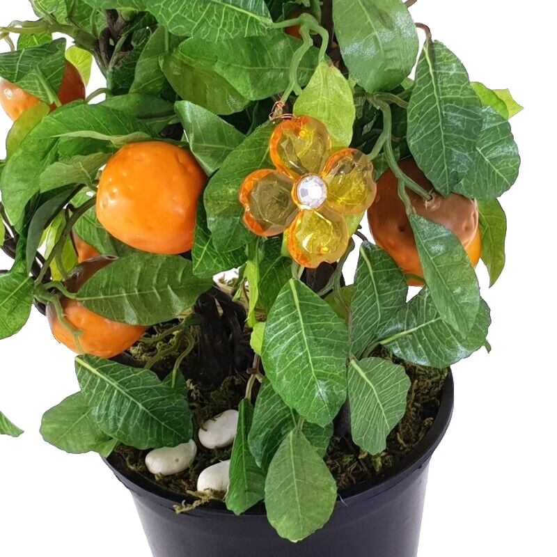 Topfpflanze Orangenbäumchen Kunstblumen Schmetterling Dekoration