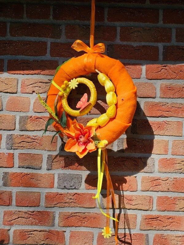 Casa-Poador Kranz Türkranz Wand Kranz künstlich 40 cm D gelb Orange Dekoration