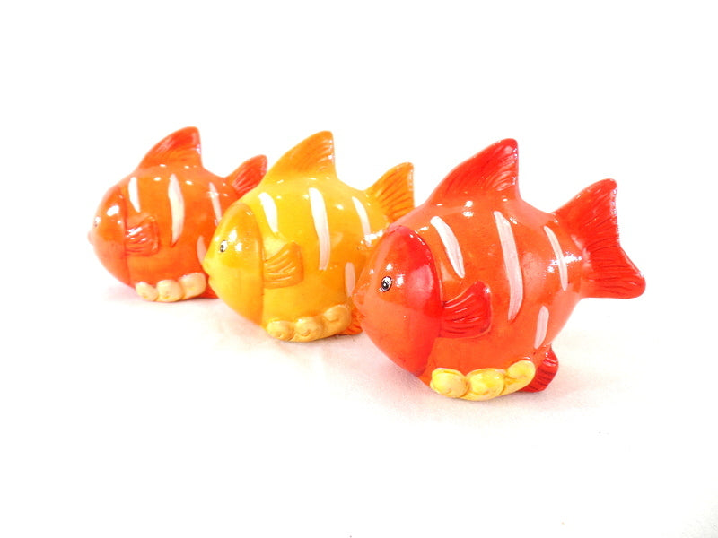 Fische 9 Stück Orange Keramik Ton 8 cm Tierfigur Dekoration