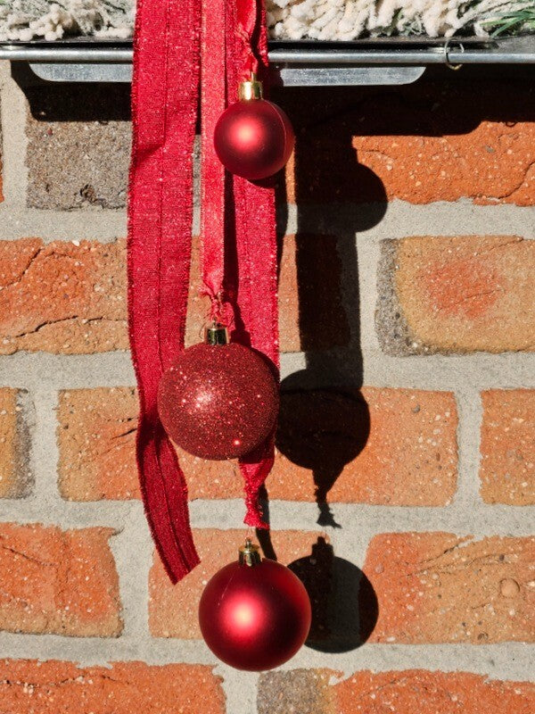 Wandbild Wand Deko Zink Schale mit künstlichen roten Weihnachtsternen Dekoration