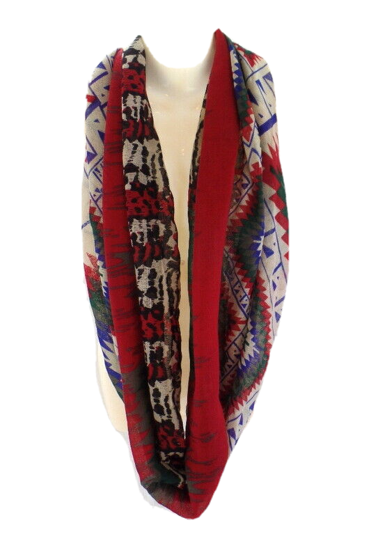 Schal Rundschal bunt Loop Wickelschal fortlaufendes Muster 100% Polyester