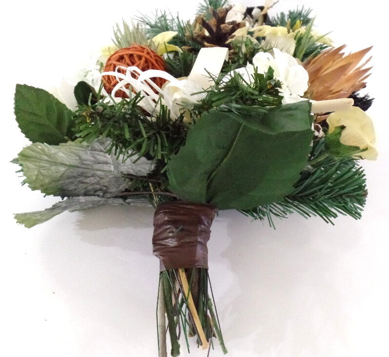 Grabschmuck Trockenblumen Mix Weiß Natur Natur Exoten Seide Strauß künstlich