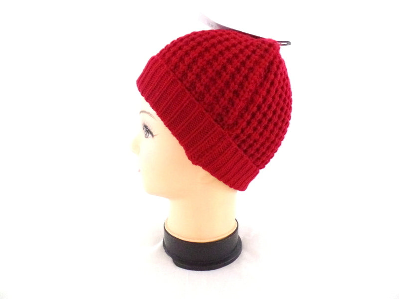 Mützen Strickmützen Umschlag in 4 Farb - Varianten Beige Rosa Rot d. Braun