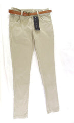 Hose Größe S Beige Stoffhose Shini Mode mit Gürtel
