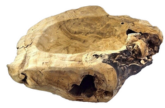Teak Holz Schale Massivholz XXL 60 cm Dekoschale rund Massiv rustikal Natur Dijk