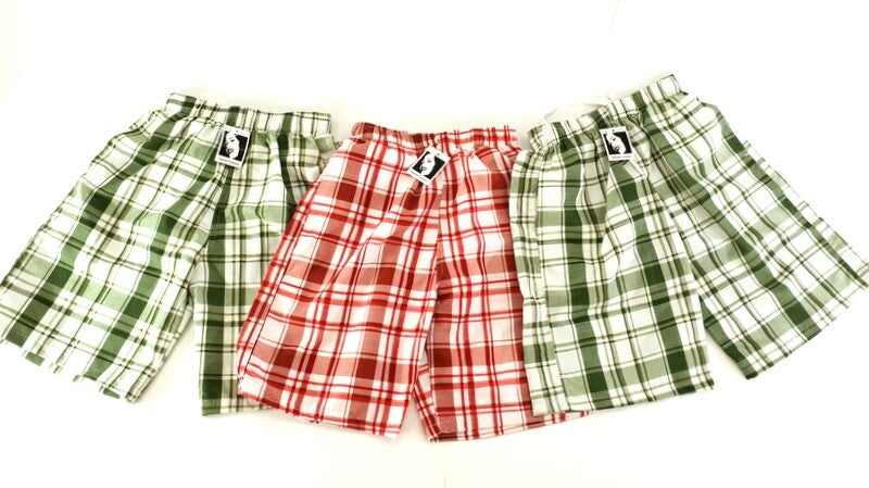 Badehosen Kinder 3 für 2 Badeshorts 128 - 140 Shorts kariert Kinder Grün Rot