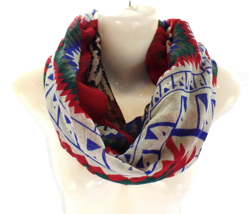 Schal Rundschal bunt Loop Wickelschal fortlaufendes Muster 100% Polyester