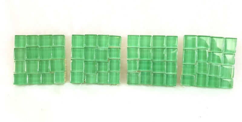 BORDÜRE Glasmosaik hellgrün Klarglas Borde 4 Quadrate 50 x 50 mm x 5 mm flach
