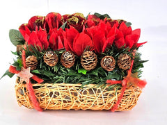 Casa-Poador Weihnachtsgesteck künstliche Accessoires Zapfen Tanne Kugeln Rosen