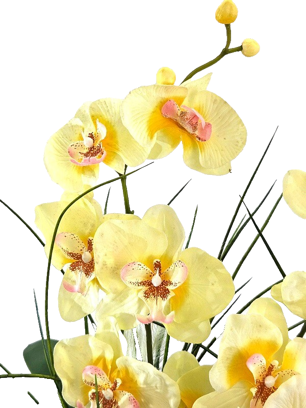Casa-Poador Orchideen Gesteck Kunstblumen Phalaenopsis Gelb 50H Korb Dekoration