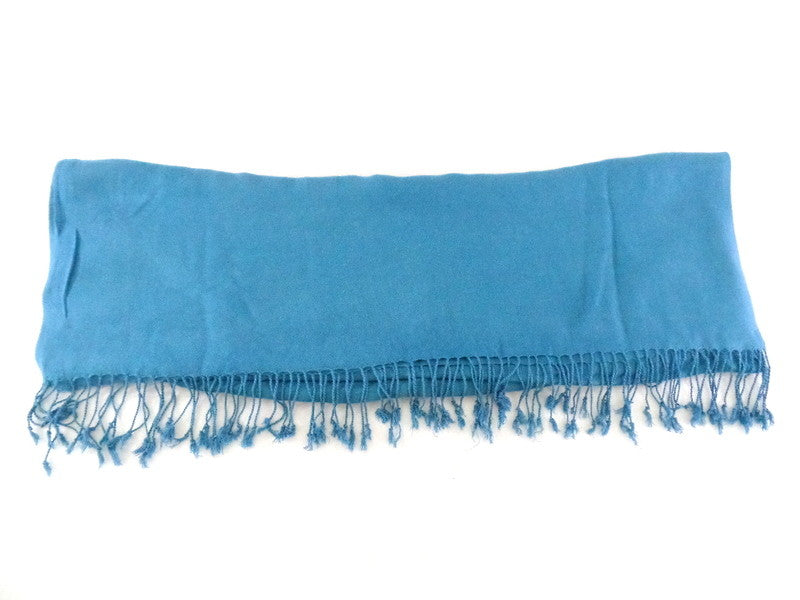 Schal Tuch Stola Fransen Türkis 100 % Viscose XXL Schal 190 Lang 65 Breit