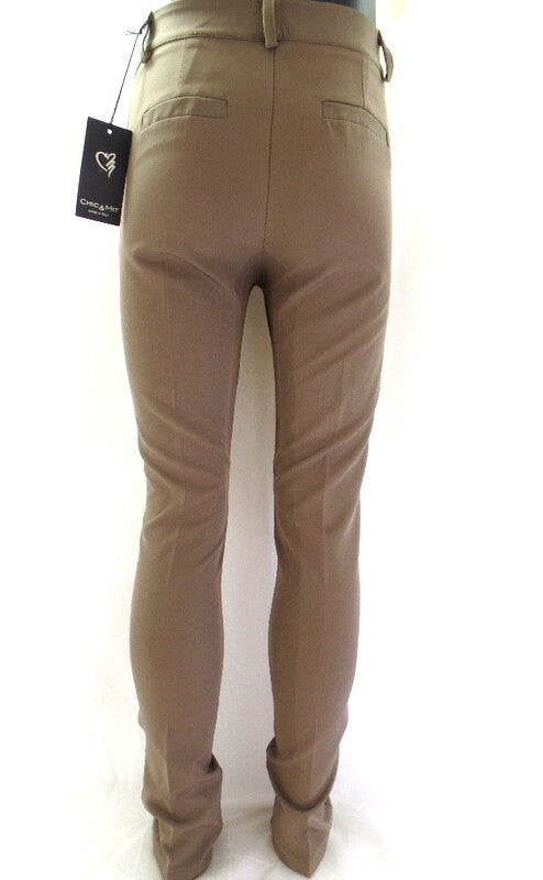 Hose Chic & Mit Kaki Größe M Bundfaltenhose Buisnesshose Italy