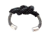 ARMBAND Modeschmuck Magnetverschluß Schwarze Perlen Knoten Fashion Jewelry