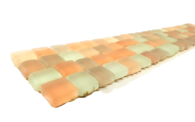 BORDÜRE Glasmosaik creme milchig Lachs matt Borde 1 x Streifen 92 Steine