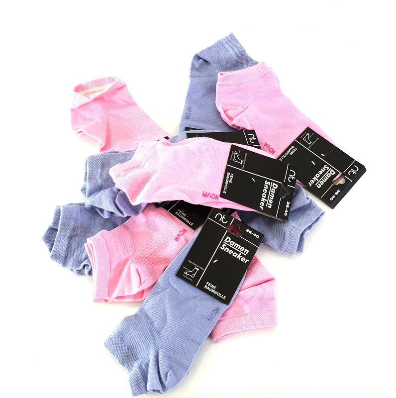Socken Sneaker 10 Paar 36 - 40 Nova Baumwolle Rosa Flieder Damen weiche Naht