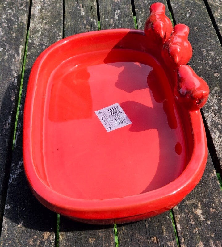Vogeltränke Vogelbad Rot Garten Wasserschalen Vogelbecken Tiertränke Geschenk