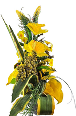 Casa-Poador Gesteck Kunstblumen Ellipsenform Blumengesteck Calla Melamingefäß