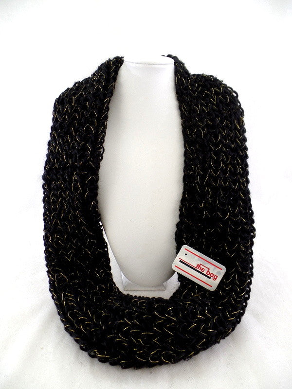 Schal Rundschal Schwarz Loop Wickelschal Schlauchschal gestrickt Polyester dick