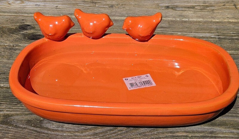 Vogeltränke Vogelbad Orange Garten Wasserschalen Vogelbecken Tiertränke Geschenk