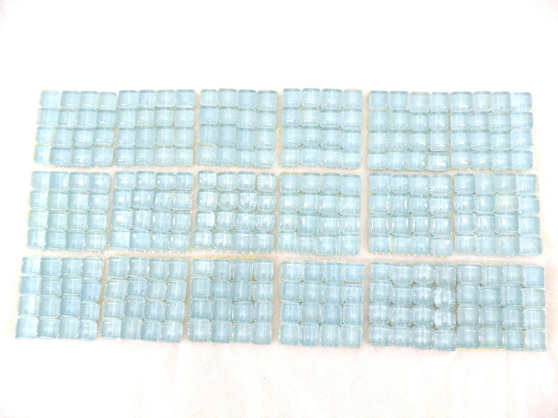 BORDÜRE Glasmosaik Wolkenblau Klarglas Borde 18 Stück 50 x 50 mm 288 Steine 5 mm