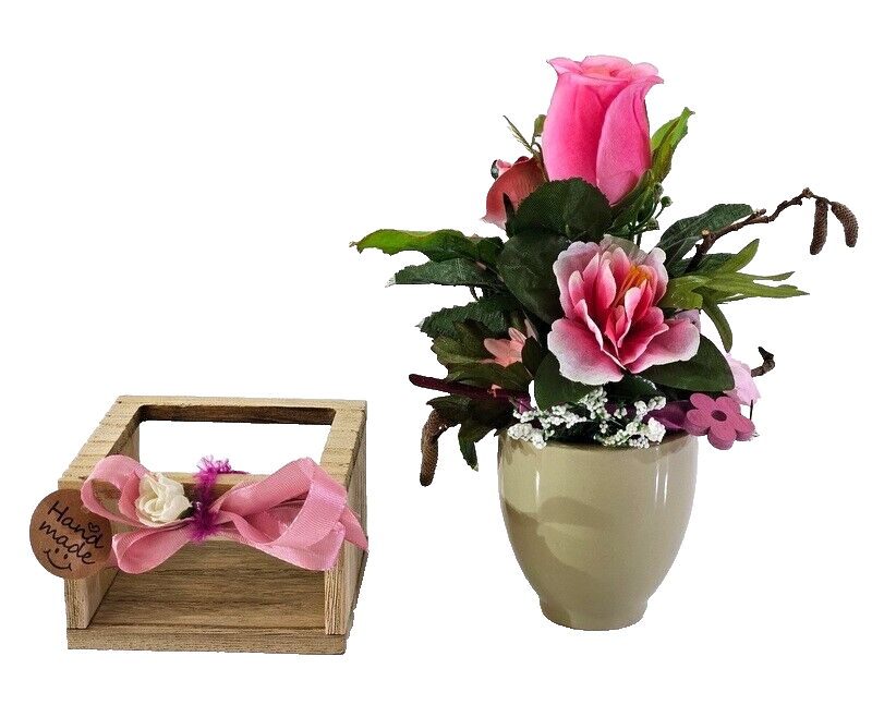 Casa-Poador Künstliches Gesteck Kunstblume in Holzkästchen Blume Geschenk Deko