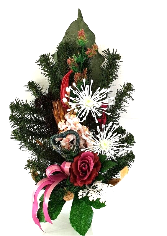 Grabschmuck Trockenblumen Seide Mix Rosa Weiß Natur Naturmaterial Exoten Strauß