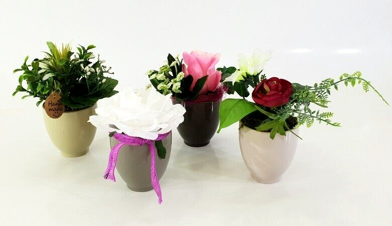 Künstliche Gestecke Set 4 Stück Kunstblume Pflanzen Blume Deko 15 cm H Geschenk