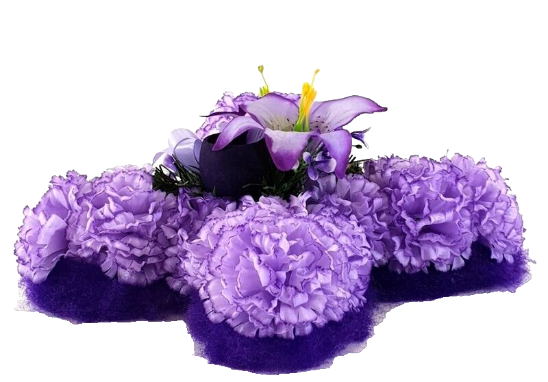 Grabgesteck Kreuz Styroporkreuz künstlich Nelken Lilien Friedhof Grabschmuck